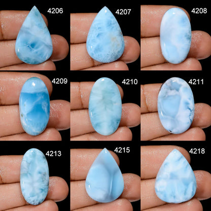 Natural Larimar Cabochon, Blue Gemstone, Flat Back, Mix Shape