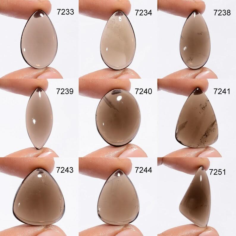 100% Untreated Smoky Quartz Cabochon, Loose Gemstone for Jewelry Making