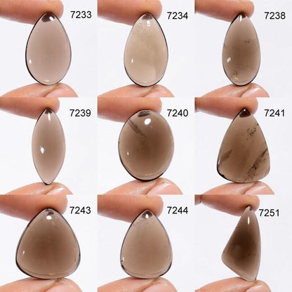 100% Untreated Smoky Quartz Cabochon, Loose Gemstone for Jewelry Making
