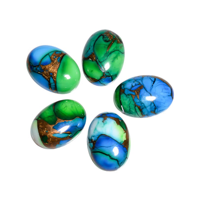 Green Mohave Turquoise Stone - Loose Turquoise Gemstone for Jewelry Making, Oval Shape 14x10 MM (AM-4165)