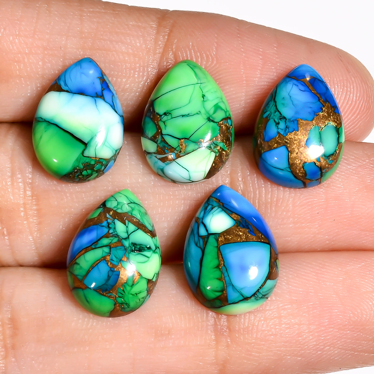Green Blue Turquoise loose gemstone sized for designer jewelry, well suited to statement rings and handcrafted pendant work