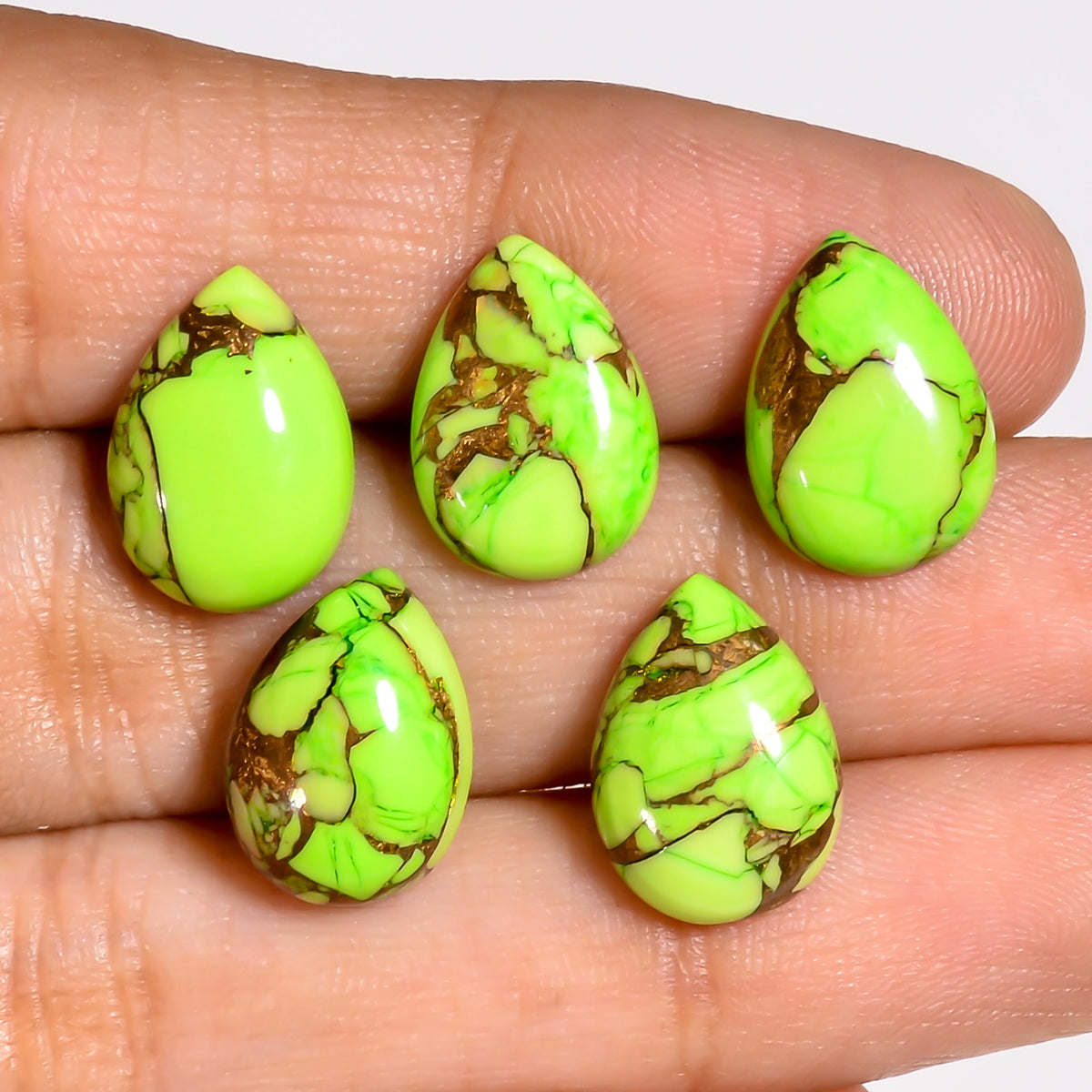 Light Green Turquoise cabochon with a glossy finished surface, designed for setting into statement rings and artisan pendants
