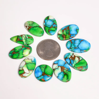 natural turquoise gemstone with copper veins cabochon style