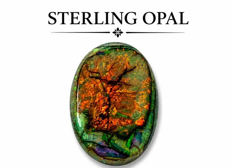 Lab created opal cabochon size comparison with US quarter coin, Sterling Opal loose gemstone, 13x18mm, 2 carats