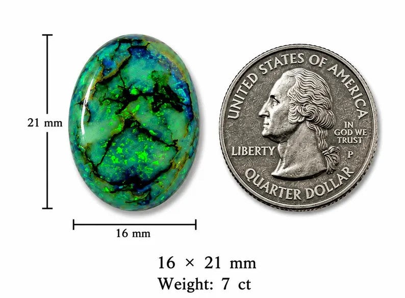 Lab created opal cabochon size comparison..., Sterling Opal loose gemstone...