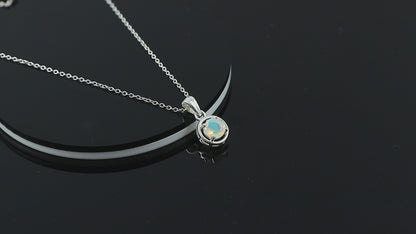 Real Ethiopian Opal Crystal Pendant Necklace, Natural Gemstone, Birthstone Crystal, Healing Stone, Gift for Women Mom Her, Statement Jewellery, 925 Sterling Silver 18 inch