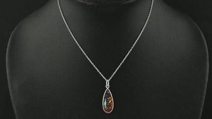 Unique Black Dot Ethiopian Opal Pendant in 925 Sterling Silver – Pear Shape, Symbol of Creativity