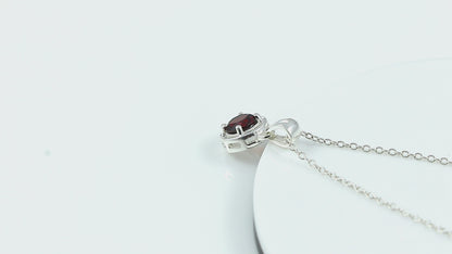 Real Garnet Crystal Pendant Necklace, Natural Gemstone, Birthstone Crystal, Healing Stone, Gift for Women Mom Her, Statement Jewellery, 925 Sterling Silver 18 inch