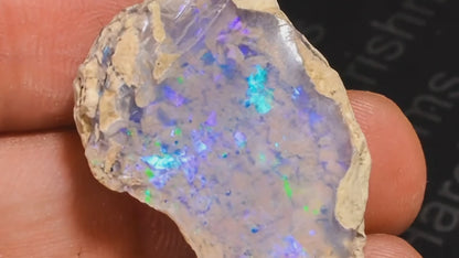 Raw White Fire Opal Gemstone –Ethically sourced | Natural Ethiopian Opal Rough stones (30X24X7 mm), perfect for Jewelry making