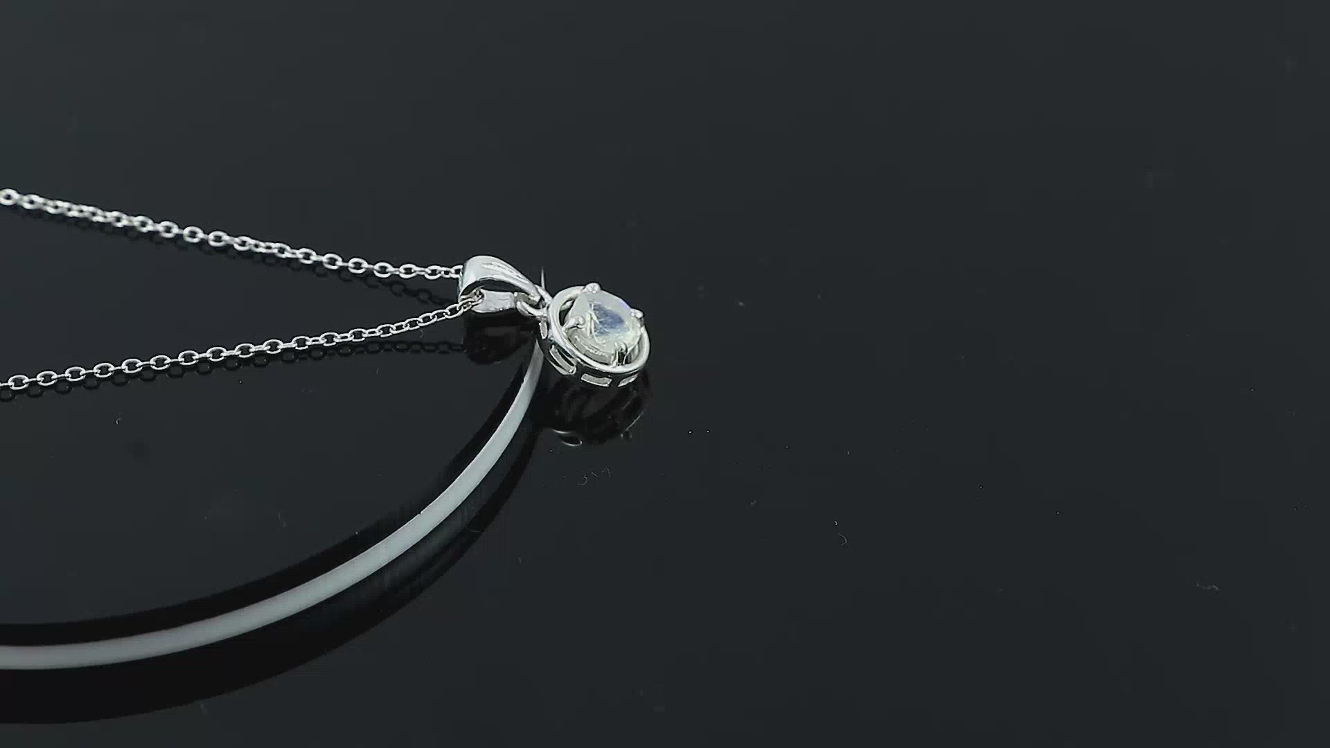 Rainbow Moonstone Pendant Necklace – 925 Sterling Silver