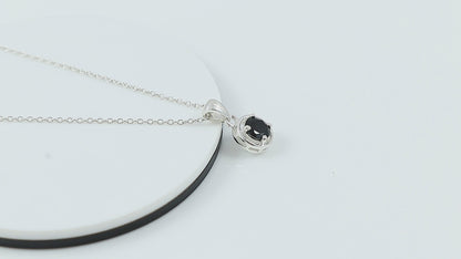Real Black Spinel Crystal Pendant Necklace, Natural Gemstone, Birthstone Crystal, Healing Stone, Gift for Women Mom Her, Statement Jewellery, 925 Sterling Silver 18 inch
