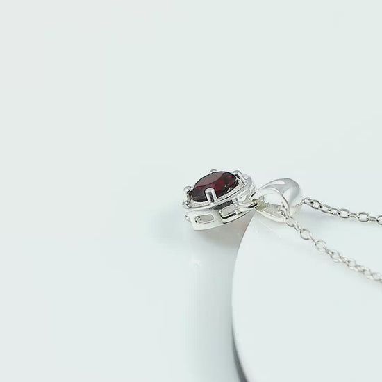 video 925 sterling silver garnet chain pendant necklace for girlfriend