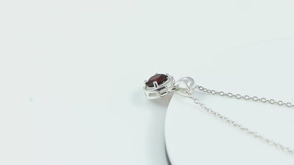 video 925 sterling silver garnet chain pendant necklace for girlfriend
