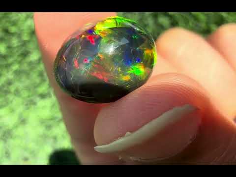 Black Ethiopian Opal Cabochon – Natural Oval Fire Gemstone