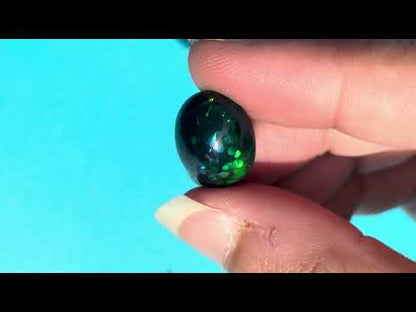 Snake Skin Fire Opal – Natural Fire Play Black Ethiopian Opal Cabochon for Jewelry Making