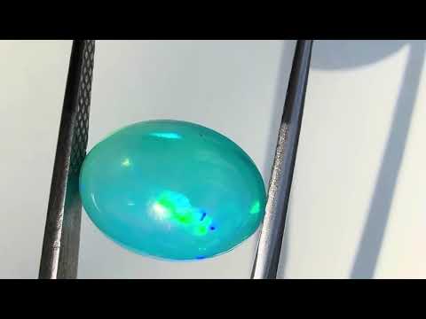 Sky-blue Ethiopian Opal Cabochon - Oval Shape, 13X10X5 MM