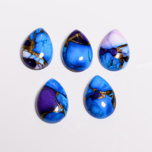 Violet Blue Copper Turquoise in Pear Cut, Loose 14x10 MM Cabochon - Cobalt Blue and Purple Turquoise Gem