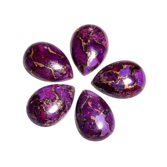 Purple Copper Turquoise cabochon in pear shape, showing a soft lavender purple tone rarely found in typical turquoise color ranges