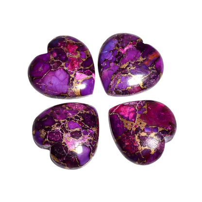Purple Spider Copper Turquoise heart cabochon, item AM-4176, showing fine web like matrix lines spreading across a lavender base