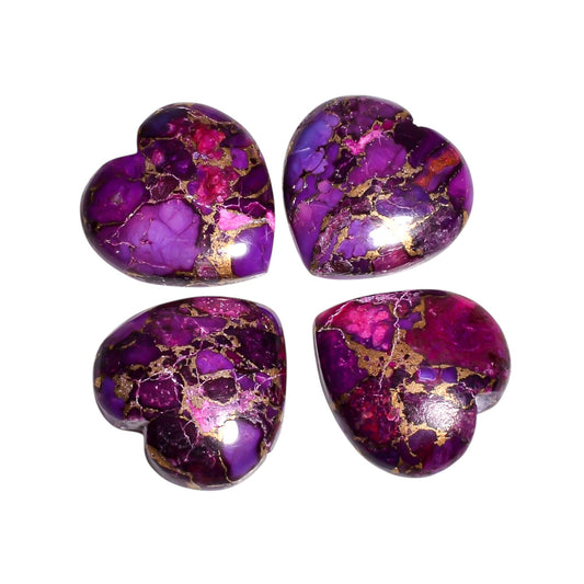 Purple Spider Copper Turquoise heart cabochon, item AM-4176, showing fine web like matrix lines spreading across a lavender base