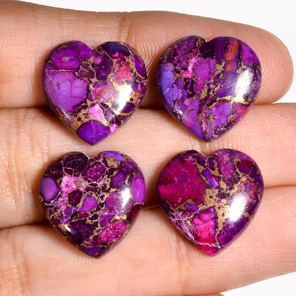 Purple Turquoise heart cabochon photographed next to a ruler for actual size reference, confirming its 15mm measurement