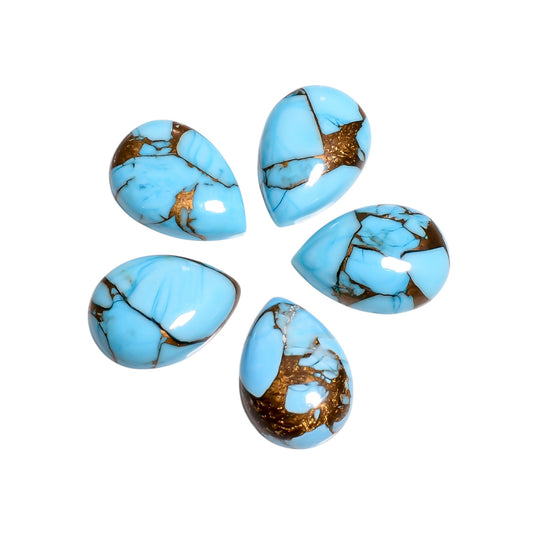 Sky Blue Turquoise cabochon in pear shape, showing a soft, even light blue tone prized for its clean, classic turquoise color