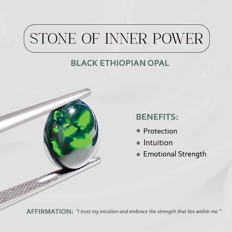 3 Ct Black Ethiopian Opal Cabochon stone with AA+ Premium quality, Naturally sourced 