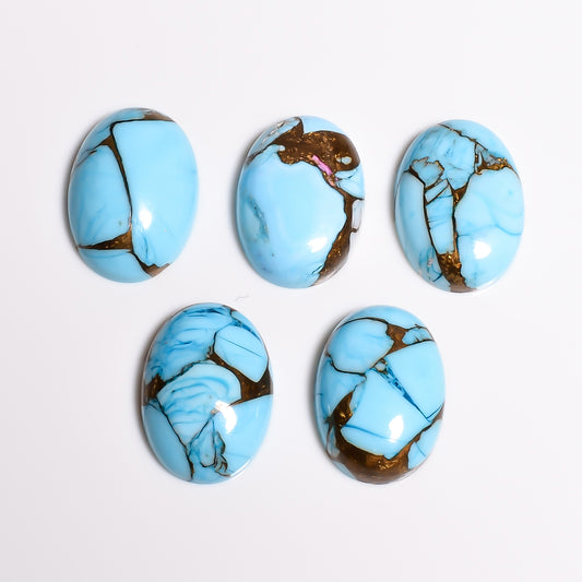 Side profile view of the Sky Blue Turquoise cabochon showing its polished dome height, useful for buyers judging bezel depth needed