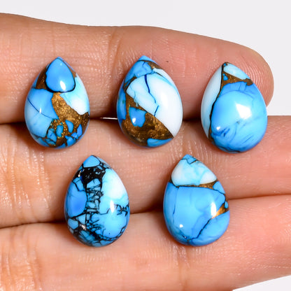 Loose Turquoise Stones for Sale - Vivid Blue Copper Turquoise Pear