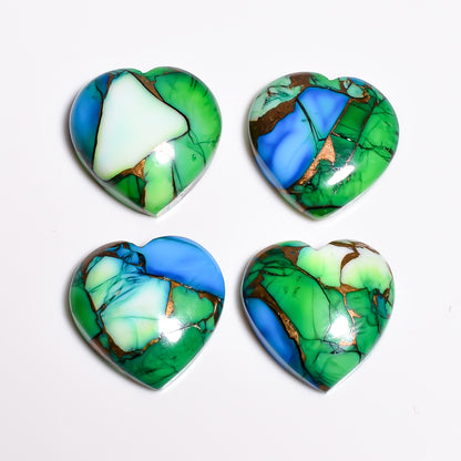 Green Turquoise heart cabochon connected to turquoise healing properties, with the heart shape reinforcing its emotional and heart chakra associations