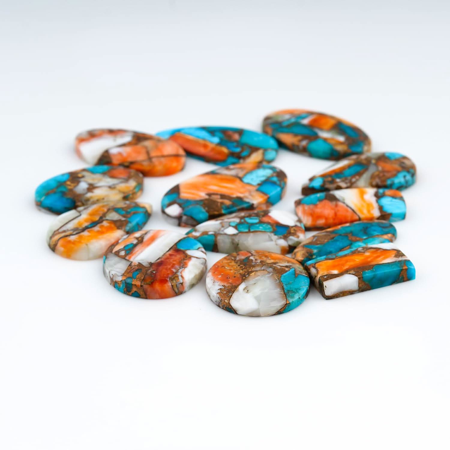unique Oyster Copper Turquoise gemstone mix color pattern cabochons