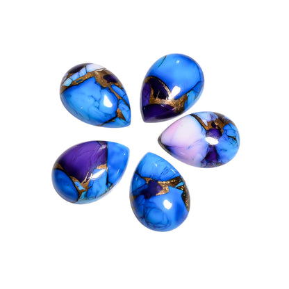 Violet Blue Copper Turquoise Stone - Loose Turquoise Gemstone for Jewelry Making, Pear Shape 14x10 MM (AM-4146)