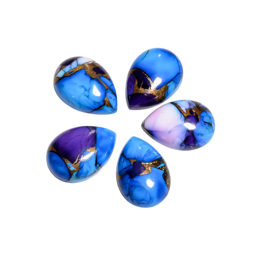 Violet Blue Copper Turquoise in Pear Cut, Loose 14x10 MM Cabochon - Cobalt Blue and Purple Turquoise Gem