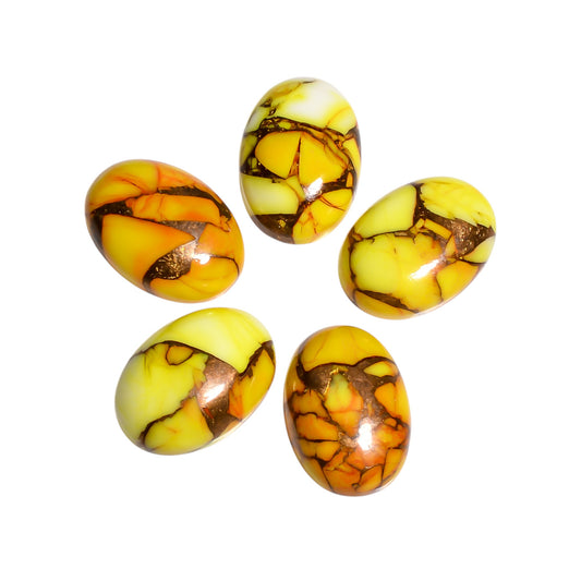 Yellow Mohave Turquoise oval cabochon, item AM-4172, displaying a rich mustard yellow tone across the full stone